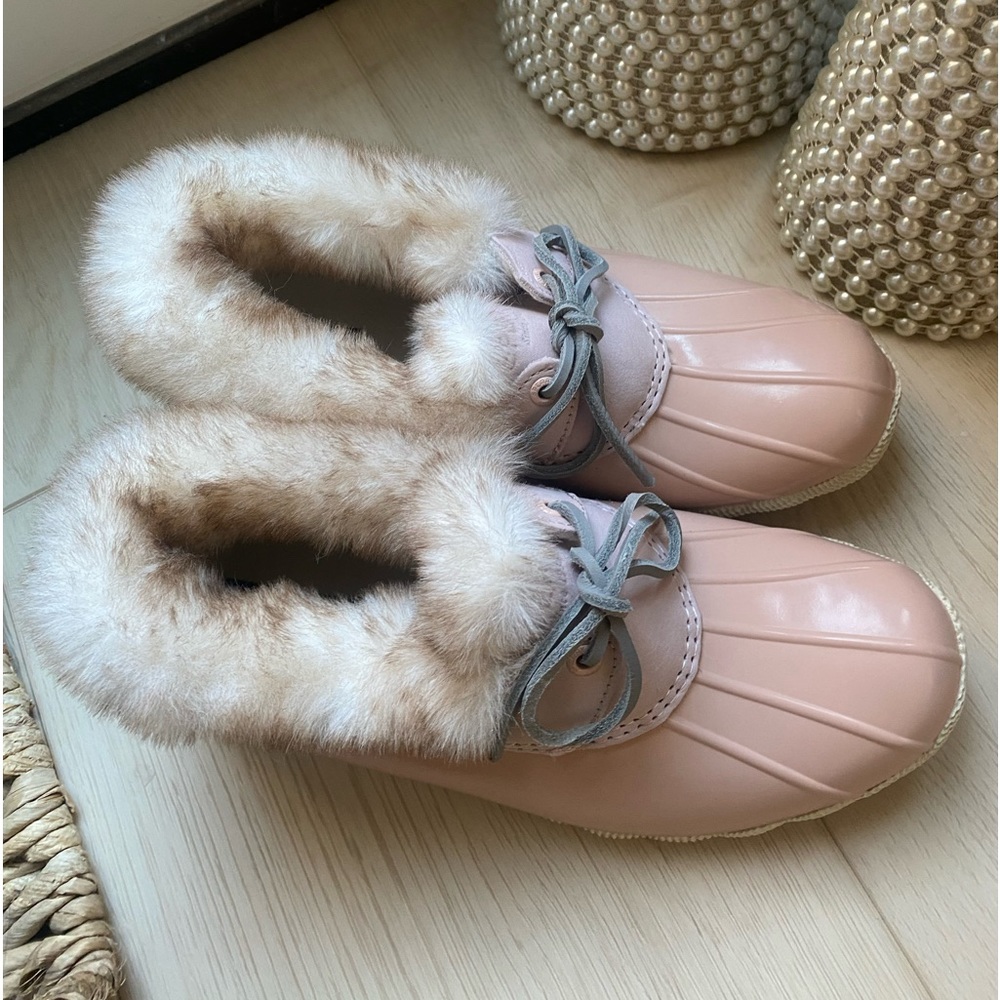 Sperry faux fur lined shoe water snow saltwater 1eye cozy blush boots waterproof - Picture 2 of 9